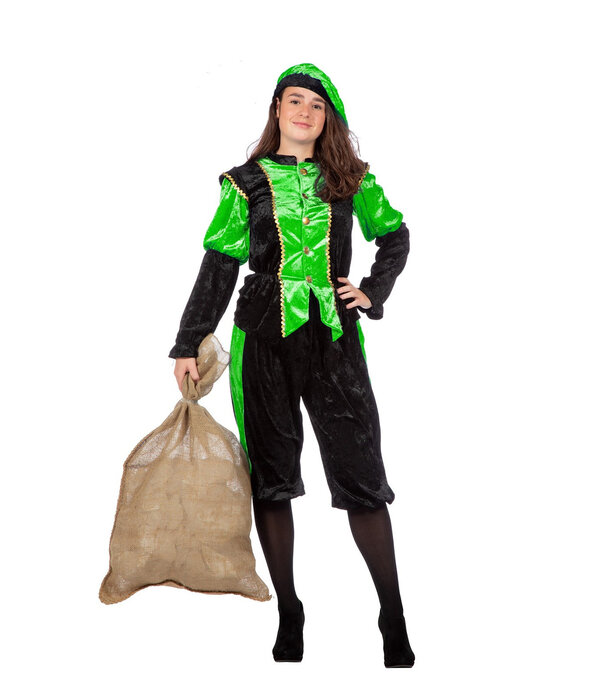 Pieten kostuum Diego zwart/groen