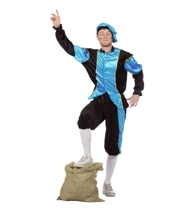 Pieten kostuum Diego zwart/blauw