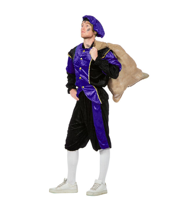 Pieten kostuum Diego zwart/paars