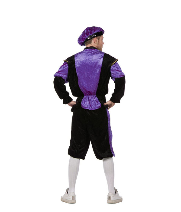 Pieten kostuum Diego zwart/paars