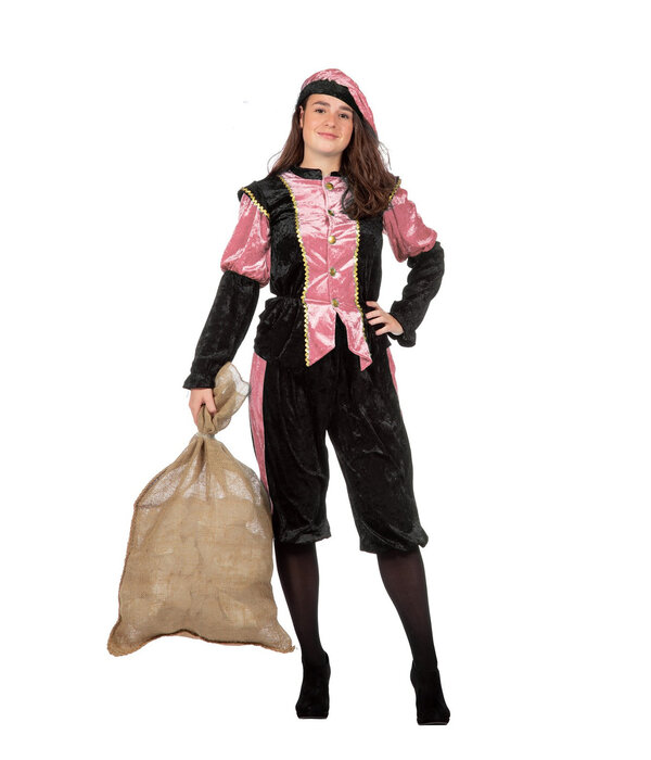 Pieten kostuum Diego zwart/roze