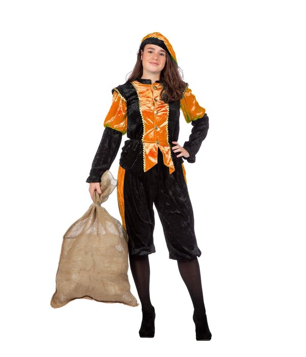 Pieten kostuum Diego zwart/oranje