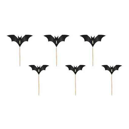 Halloween Cocktailprikkers Vleermuis 5cm (6st)