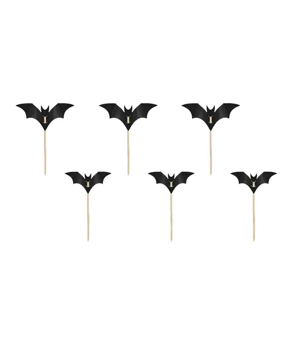 Halloween Cocktailprikkers Vleermuis 5cm (6st)