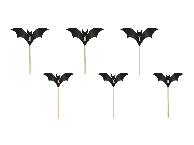 Halloween Cocktailprikkers Vleermuis 5cm (6st) afbeelding