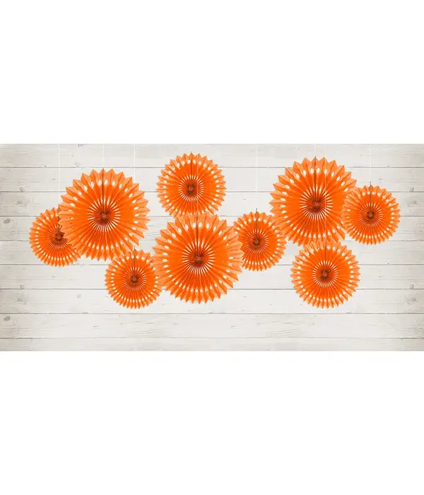 Papieren Waaiers Set Oranje 3-delig
