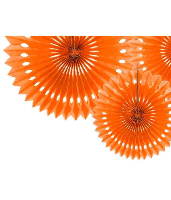 Papieren Waaiers Set Oranje 3-delig