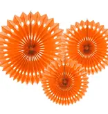 Papieren Waaiers Set Oranje 3-delig