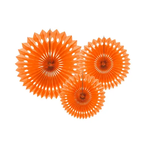 Papieren Waaiers Set Oranje 3-delig