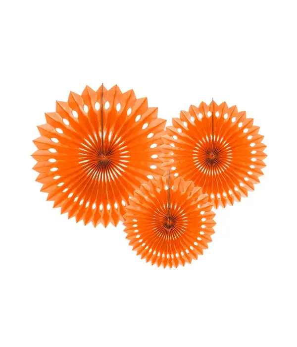 Papieren Waaiers Set Oranje 3-delig