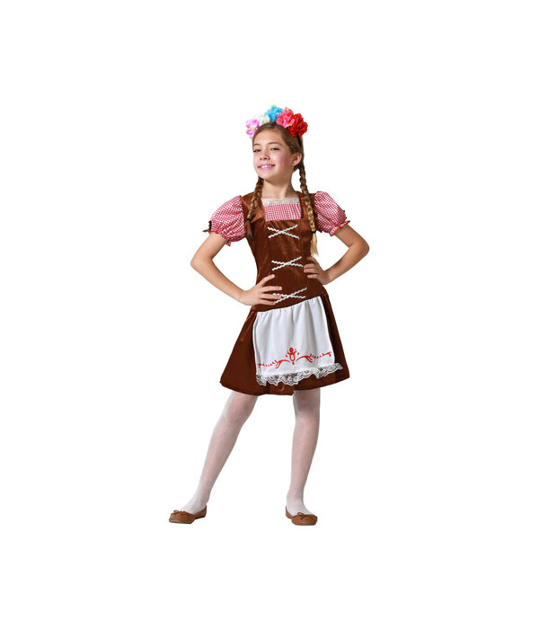 Tiroler Jurk Meisjes Bruin/Rood Annika