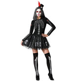 Muertos Halloween Jurkje Dames Zwart Schedels