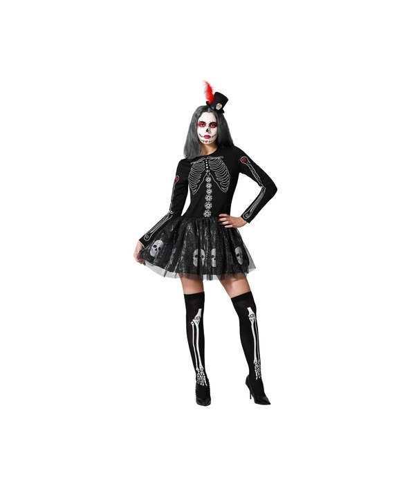 Muertos Halloween Jurkje Dames Zwart Schedels