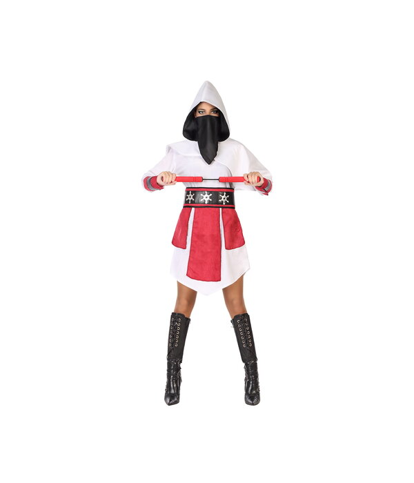 Samurai Ninja Outfit Dames Wit/Rood