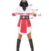 Samurai Ninja Outfit Dames Wit/Rood