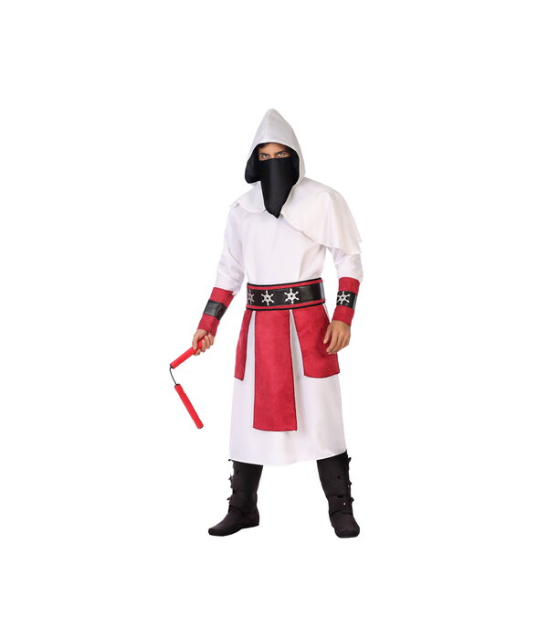 Samurai Ninja Outfit Heren Wit/Rood