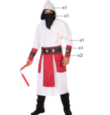 Samurai Ninja Outfit Heren Wit/Rood