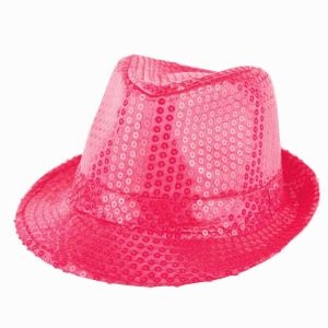 Disco hoed pailletten licht roze afbeelding