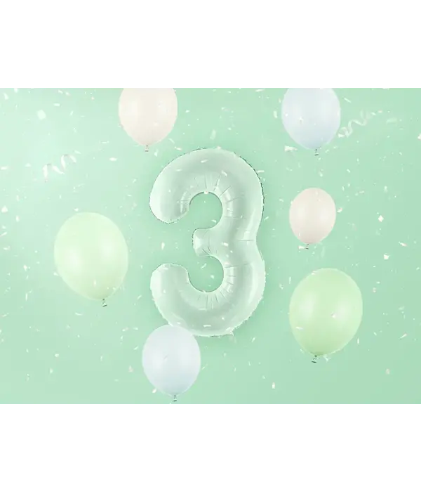 Cijferballon Lichtgroen 3 (72cm)