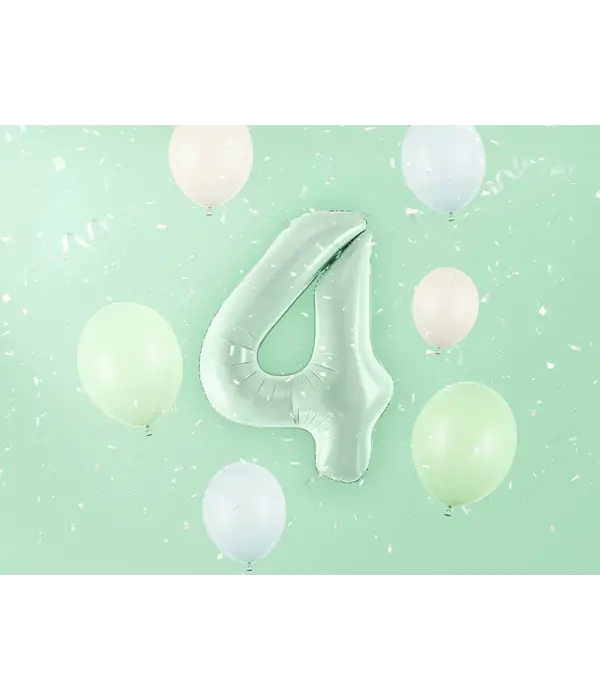 Cijferballon Lichtgroen 4 (72cm)