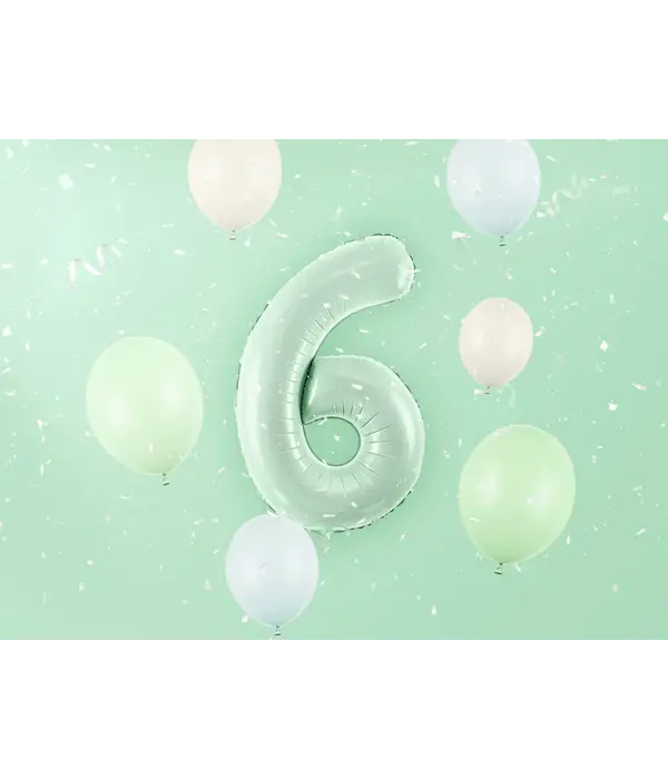 Cijferballon Lichtgroen 6 (72cm)