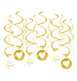 Hangdecoratie Swirl Just Married Goud (12st)