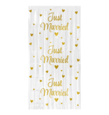 Feestgordijn Just Married Wit/Goud