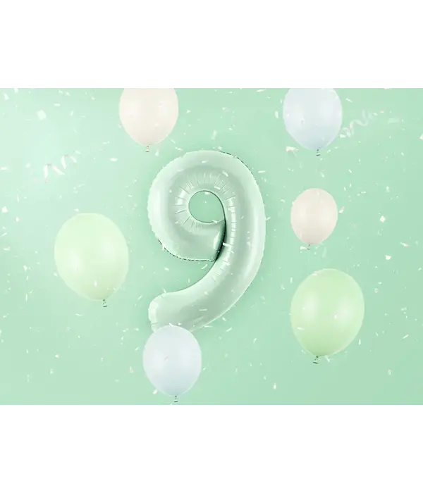 Cijferballon Lichtgroen 9 (72cm)