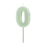 Verjaardagskaars Cijfer 0 Lichtgroen (6cm)