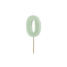 Verjaardagskaars Cijfer 0 Lichtgroen (6cm)