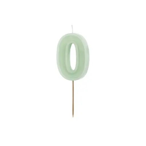 Verjaardagskaars Cijfer 0 Lichtgroen (6cm)
