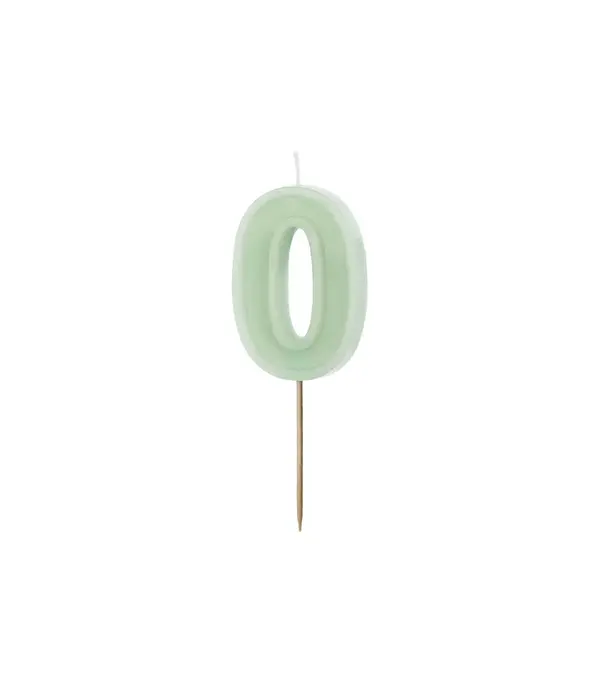 Verjaardagskaars Cijfer 0 Lichtgroen (6cm)