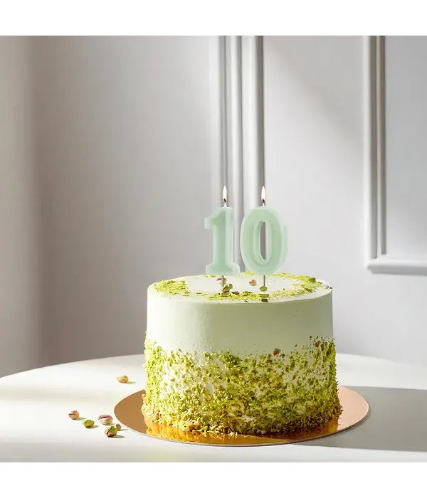 Verjaardagskaars Cijfer 0 Lichtgroen (6cm)