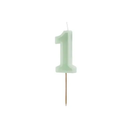 Verjaardagskaars Cijfer 1 Lichtgroen (6cm)