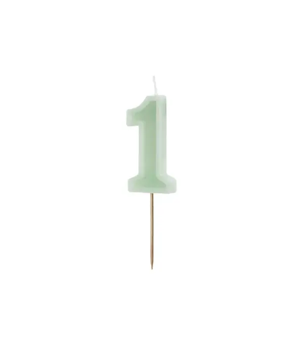 Verjaardagskaars Cijfer 1 Lichtgroen (6cm)