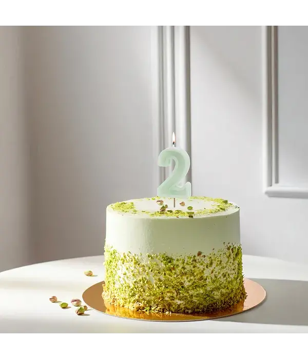 Verjaardagskaars Cijfer 2 Lichtgroen (6cm)