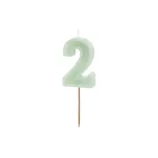 Verjaardagskaars Cijfer 2 Lichtgroen (6cm)
