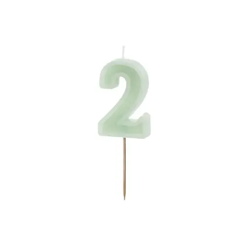Verjaardagskaars Cijfer 2 Lichtgroen (6cm)
