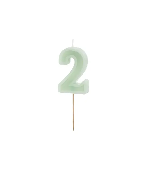 Verjaardagskaars Cijfer 2 Lichtgroen (6cm)