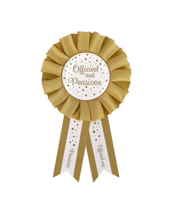 Party Rozet Officieel met Pensioen Goud/Wit