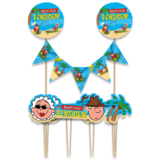 Taartdecoratie Geniet van je Pensioen Cartoon (9st)