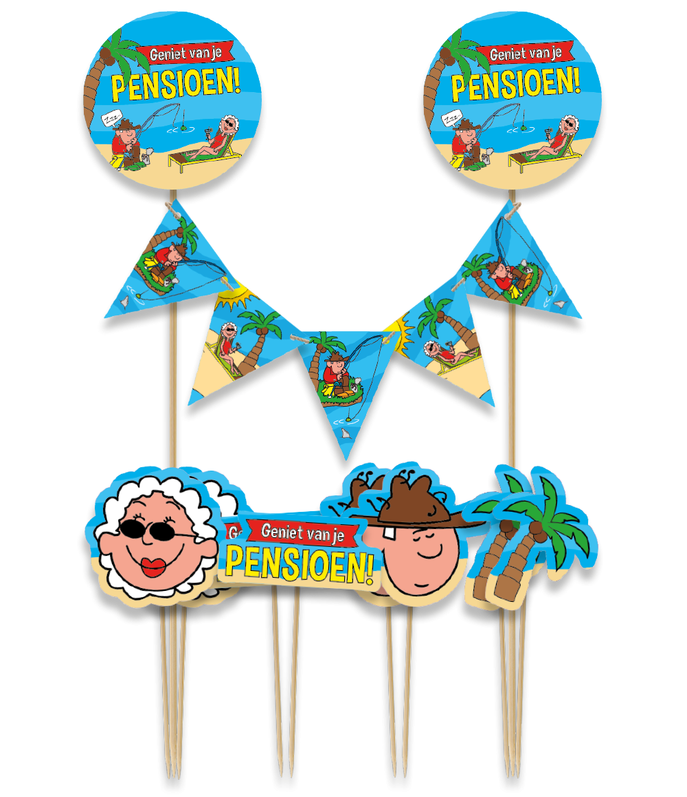 Paperdreams - Taartdecoratie set pensioen - 9 stuks