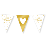 Vlaggenlijn Just Married Hartjes Goud/Wit (10m)