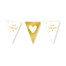 Vlaggenlijn Just Married Hartjes Goud/Wit (10m)