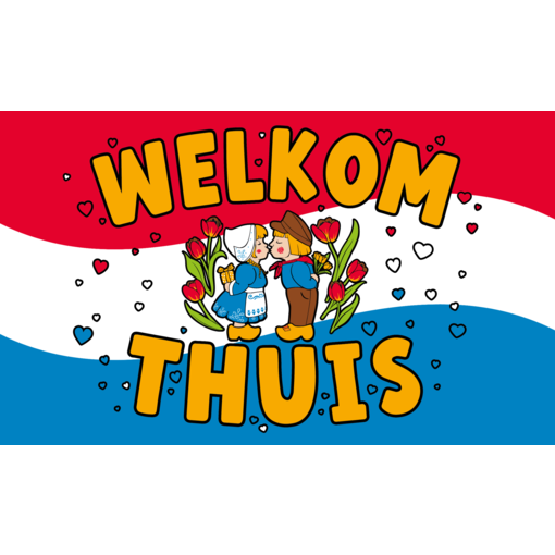 XXL Gevelvlag Welkom Thuis Cartoon Holland (150x90cm)
