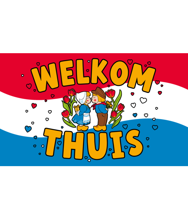 XXL Gevelvlag Welkom Thuis Cartoon Holland (150x90cm)