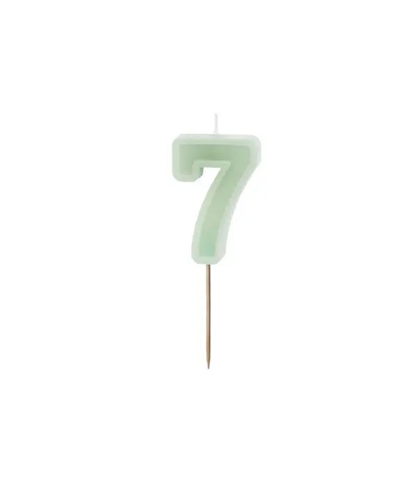 Verjaardagskaars Cijfer 7 Lichtgroen (6cm)