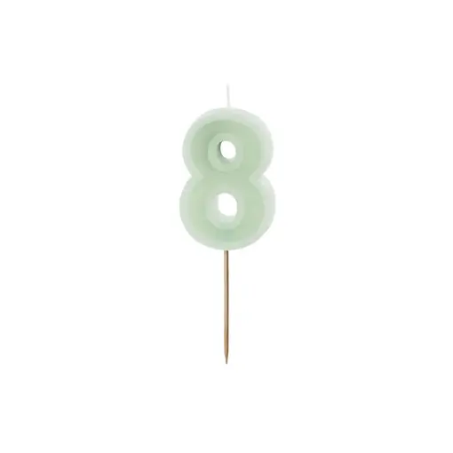 Verjaardagskaars Cijfer 8 Lichtgroen (6cm)