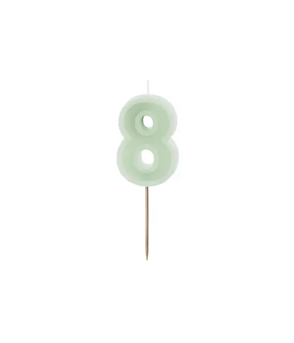 Verjaardagskaars Cijfer 8 Lichtgroen (6cm)