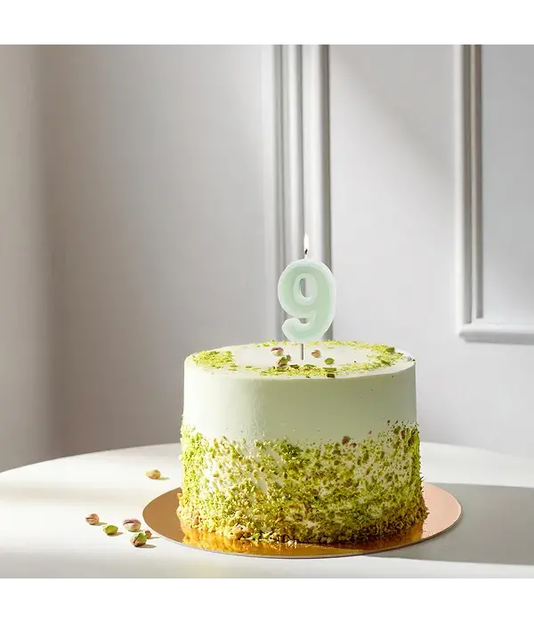 Verjaardagskaars Cijfer 9 Lichtgroen (6cm)